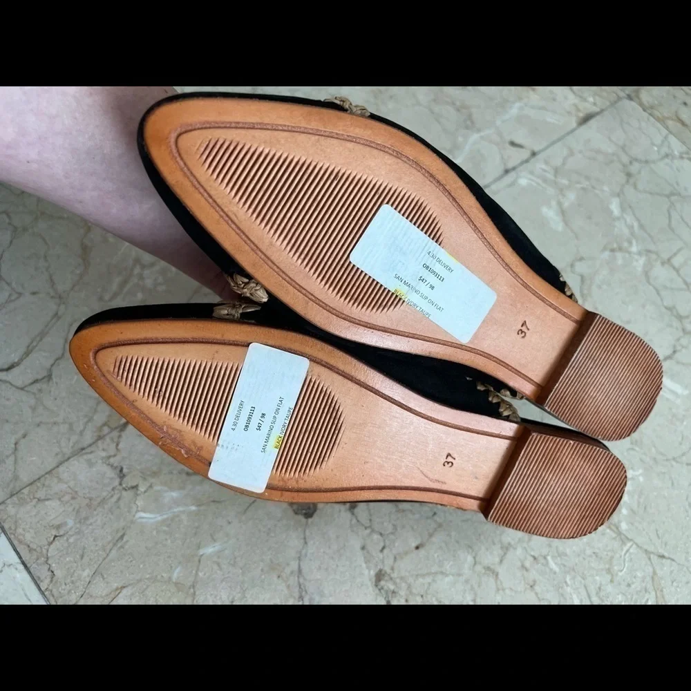 Free People San Marino Black Suede Leather Mules Slides